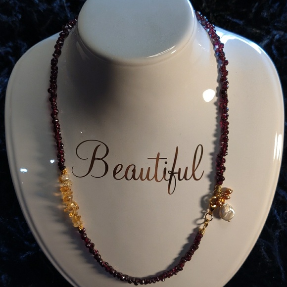 Euphrosyne Jewelry - New. Garnet and citrine necklace, 20 1/2 inches.
